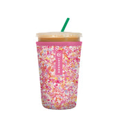 Sok It JavaSok insulated sleeve with floral hearts keeps iced coffee cool and hands dry.