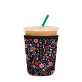 Sok It JavaSok iced coffee sleeve with floral skeleton pattern for a secure grip