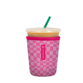 Sok It JavaSok iced coffee sleeve in pink Grand Prix keeps drinks cold and hands dry.