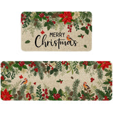 Sonalied Holly Poinsettia kitchen mat 17x30 adds festive welcome to kitchens.