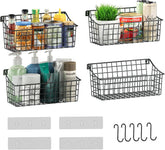 Sonyabecca four-pack hanging wall baskets showing versatile kitchen storage