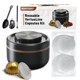 Sootozy Vertuo pods kit closeup, showcasing reusable design for fresh, customizable coffee.