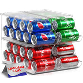 Sorbus soda can organizer with clear lid stacks neatly in the fridge.