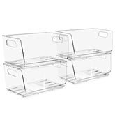 Sorbus stackable open-front bin in clear plastic for organized fridge and pantry.