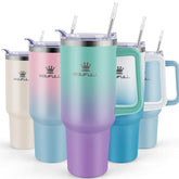 Soufull 40 oz tumbler with handle and straw lid for easy on-the-go sipping.