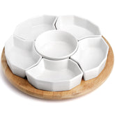 SOUJOY 11-inch round tray with complete party setup for entertaining.