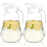 SOUJOY 2-pack plastic pitcher front view with clear body and sturdy handle for everyday use