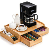SOUJOY bamboo drawer organizer for coffee pods keeps counters tidy and accessible.