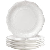 SOUJOY porcelain dinner plate with embossed petal edge for elegant table settings.