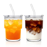 SoulTimes 13oz glass tumbler with lid and straw for on-the-go drinks.