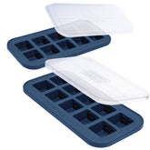 Souper Cubes blueberry 2-pack freezer molds with lids for easy portioning and stacking.