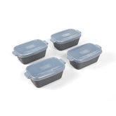 Souper Cubes stoneware small-dish charcoal set of 4 ready to reheat single portions.