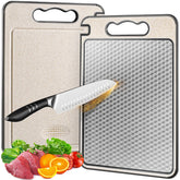 SourceBeat stainless steel cutting board with mesh design protects blades during chopping.