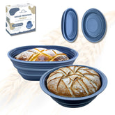 Sourdough Whisper foldable banneton basket blue for even proofing with tidy storage