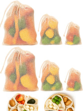 SOUS HOUSE mesh bags with beige drawstrings for organized groceries and easy access