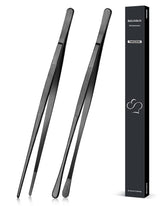 SouxMux 2Pcs 12-Inch Tweezers with skinny tips for precise plating tasks.
