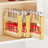 SpaceAid Bamboo pull-out spice rack front view for quick spice access