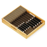 SpaceAid large knife drawer organizer in bamboo, neatly arranged knives for easy access.