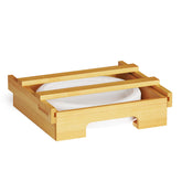 SpaceAid under-cabinet bamboo plate dispenser keeps 10-inch plates organized and accessible.