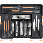 Spaclear silverware organizer expanded drawer view for adjustable capacity