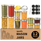 SPANLA mason jar 4oz side view with lids, ideal for small preserves.