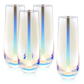 Sparkle and Bash iridescent stemless champagne flute front view for elegant toasts.