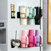 SpaseMaxxx fridge magnetic cup holder 4-pack keeps tumblers secure and reachable.