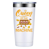 SpenMeta Queen of Machine 20oz tumbler front view, stylish casino-inspired gift idea.