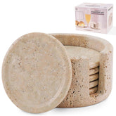 SPESHSTONES marble coaster set of six round 3.5in with holder for stylish protection