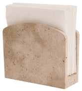 SPESHSTONES marble napkin holder on table keeps napkins neatly within reach.