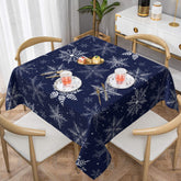 Sphragiyn winter tablecloth with blue snowflake pattern for festive dining