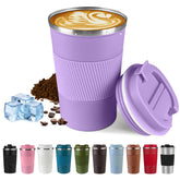 SPLMIFA travel mug lid close-up showing secure seal for leak-free sipping.