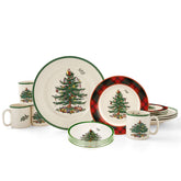 Spode Christmas Tree dinner plates add festive charm to family meals.