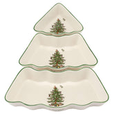Spode Christmas Tree dip bowl set showcased on a festive table for dips.