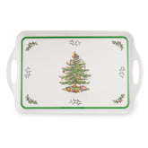 Spode Christmas Tree melamine tray front view for festive serving and size