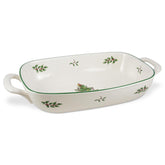 Spode Christmas Tree oval bread basket with 14x7.5 inch size for warm rolls.