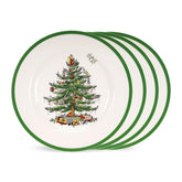 Spode Christmas Tree salad plate 4-set top view, ideal for festive appetizers.
