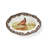 Spode Woodland Pheasant Pickle Dish with pheasant motif border for festive table styling.