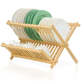 SPOPSOOD bamboo two-tier rack on countertop provides ample air-drying space.