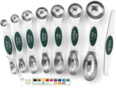 Spring Chef magnetic spoons top view highlighting pine green finish for quick use