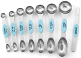 Spring Chef magnetic nesting measuring spoons in Aqua Sky save space and stay tidy.