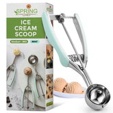Spring Chef Medium 40 stainless cookie scoop with dough for uniform cookies.