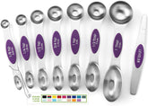 Spring Chef leveler and magnetic spoons close-up highlighting durable stainless steel