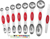 Spring Chef red magnetic measuring spoons set with leveler for precise cooking