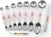 Spring Chef magnetic measuring spoons set 8 highlights durable stainless steel and precise measurements.