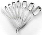 Spring Chef stainless steel measuring spoons with leveler for precise results.