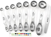 Spring Chef measuring spoons set on countertop for precise baking prep.