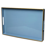 Spsyrine blue decorative tray with handles for ottoman serving