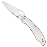 Spyderco Byrd Cara Cara 2 blade close-up highlighting satin 3.875-inch edge for reliable cuts.