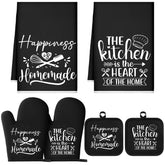 Sratte farmhouse towels set close-up showing absorbent dish towels for quick cleanup.